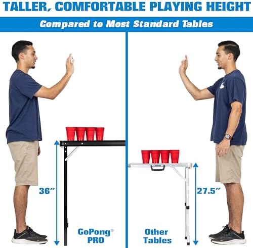 GoPong PRO 8 Foot Premium Beer Pong Table - Heavy-Duty (Black, 36-Inch Tall)