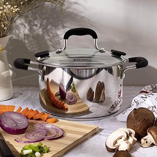 Rorence 6 Quart Stainless Steel Stock Pot, Induction Cooking Pot with Lid