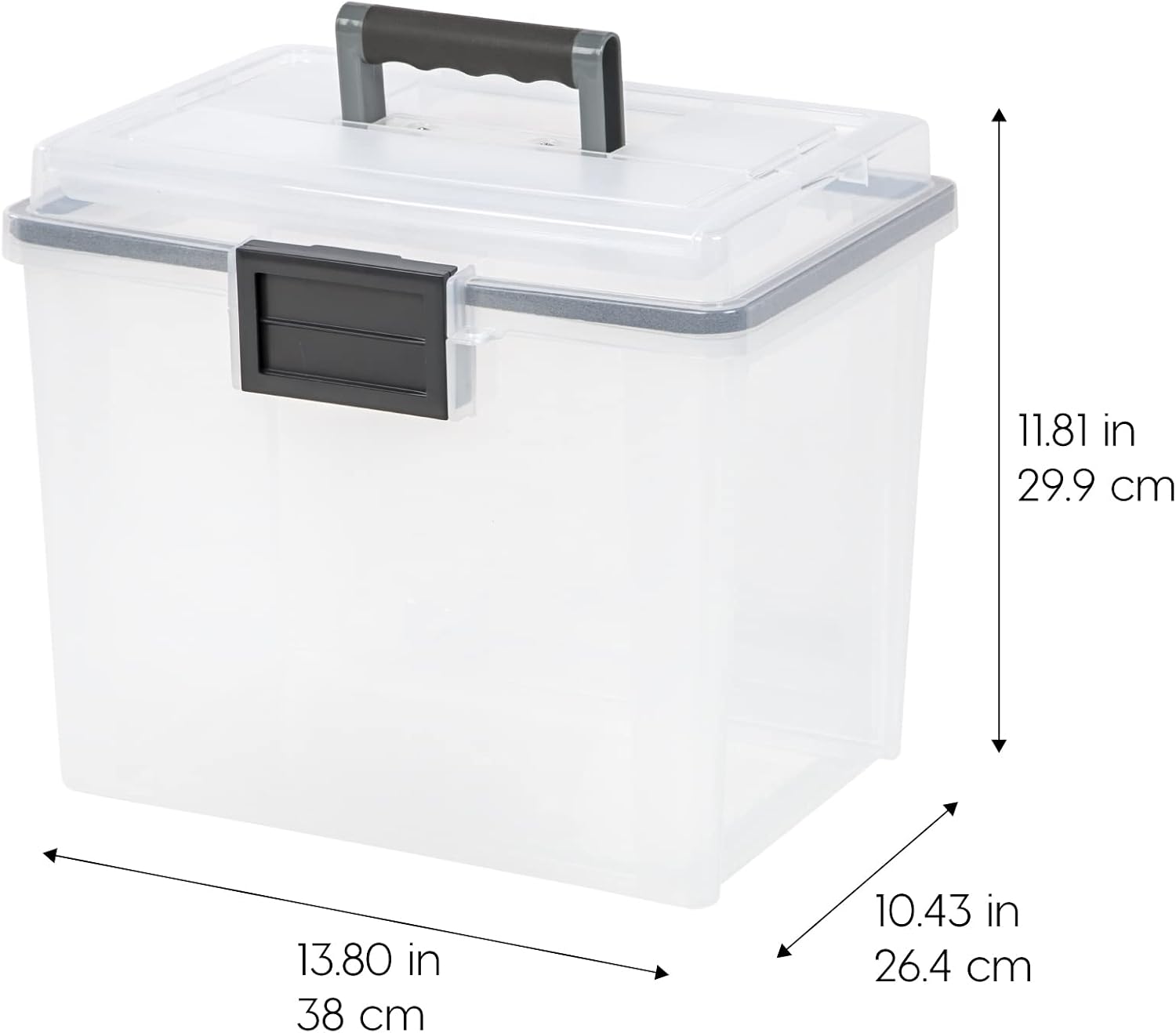 IRIS USA 4-Pack File Box Organizer with Wing Lid Letter/Legal 18 Qt, Clear | Organize letter and legal files, documents and paperwork with a wing lid for quick access and secure storage