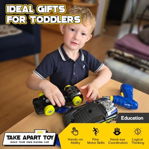 GILOBABY Take Apart Toys for Boys, STEM Building Set with Electric Drill | 26PCS Take Apart Toy, Kid-Safe Electric Drill, Dynamic Lights & Sounds
