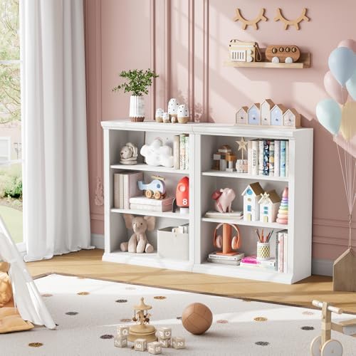 Rresyet 3 Tier Bookcase 27.6" W Bookshelf, White | Ample Vertical Storage Space, Modern Minimalist Home Design, For Home Office, Living Room, Bedroom