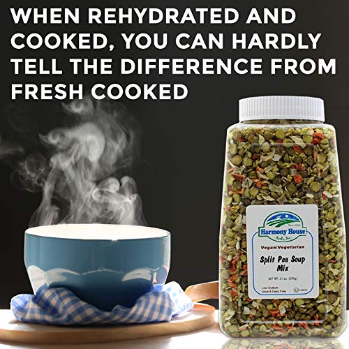 Harmony House Foods Split Pea Soup Mix - Air Dried Vegetables, Vegetarian, Vegan, Non-GMO, Great for Camping, Survival, Hiking, and Backpacking