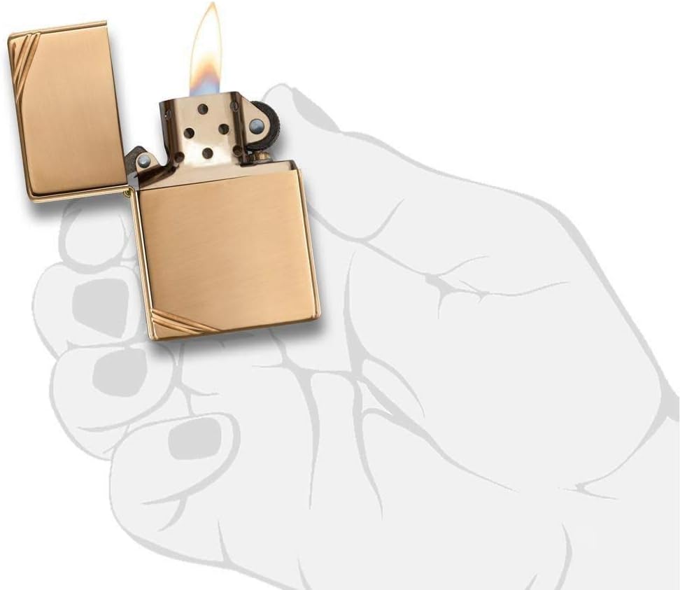 Zippo Vintage High Polish Brass Pocket Lighter with Slashes Pocket Lighter | Ideal gift for Birthdays, Father's Day, Christmas, Valentine's Day