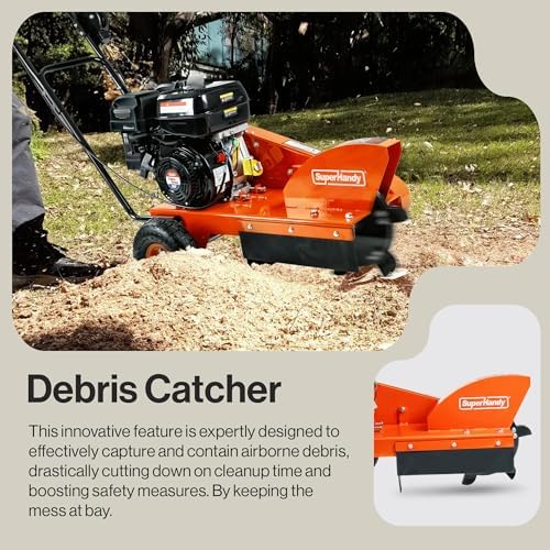 SuperHandy 9HP Gas Stump Grinder, 12-Inch Cut, 6 Carbide Teeth | Gas stump grinder for removing stumps in yards and landscaping