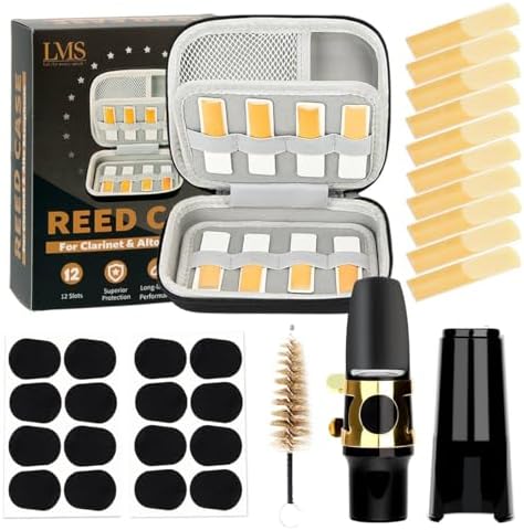 LMS Alto Saxophone Mouthpiece Reeds Kit with EVA Storage Case for Beginners | Alto Sax Mouth Piece Literature Reeds Set With Storage Bag