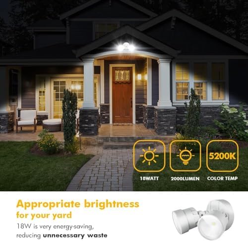 LUTEC 2 Packs P6221B 2000 Lumen 18 Watt 28 LED Dual-Head Flood Light Outdoor, Waterproof Exterior Security Wall Light for Patio, Garden,Yard-Black