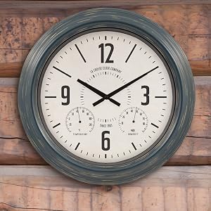 lacrosse, la crosse, 433-3838, outdoor clock, quartz, analog, temperature, humidity, wall clock, 18”