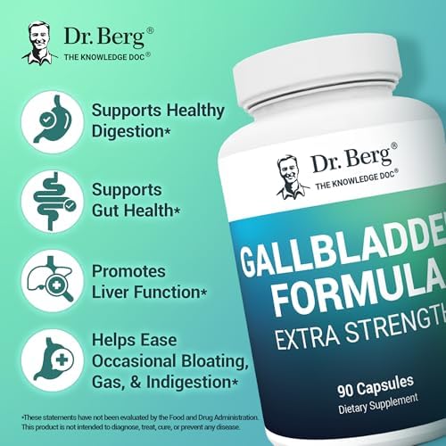 Dr. Berg Gallbladder Formula Extra Strength - with Ox Bile Powder and Conjugated Bile Acid - Digestive Enzymes Proprietary Blend - Full 45-Day