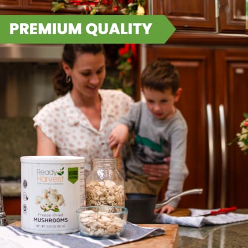 Ready Harvest Freeze-Dried Mushroom for Emergency Food Supply | Camper Must-Haves Camping Essentials | Hurricane Preparedness Items, Survival Food