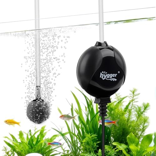 hygger Quiet Aquarium Air Pump 1.5 Watt Energy Saving Mini Oxygen Pump for 1-15 Gallon Fish Tank with Accessories White