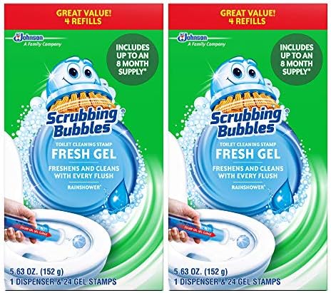 Scrubbing Bubbles Fresh Gel Toilet Cleaning Stamp Refill Value Pack, Rainshower, 24 Stamps, 2 Pack