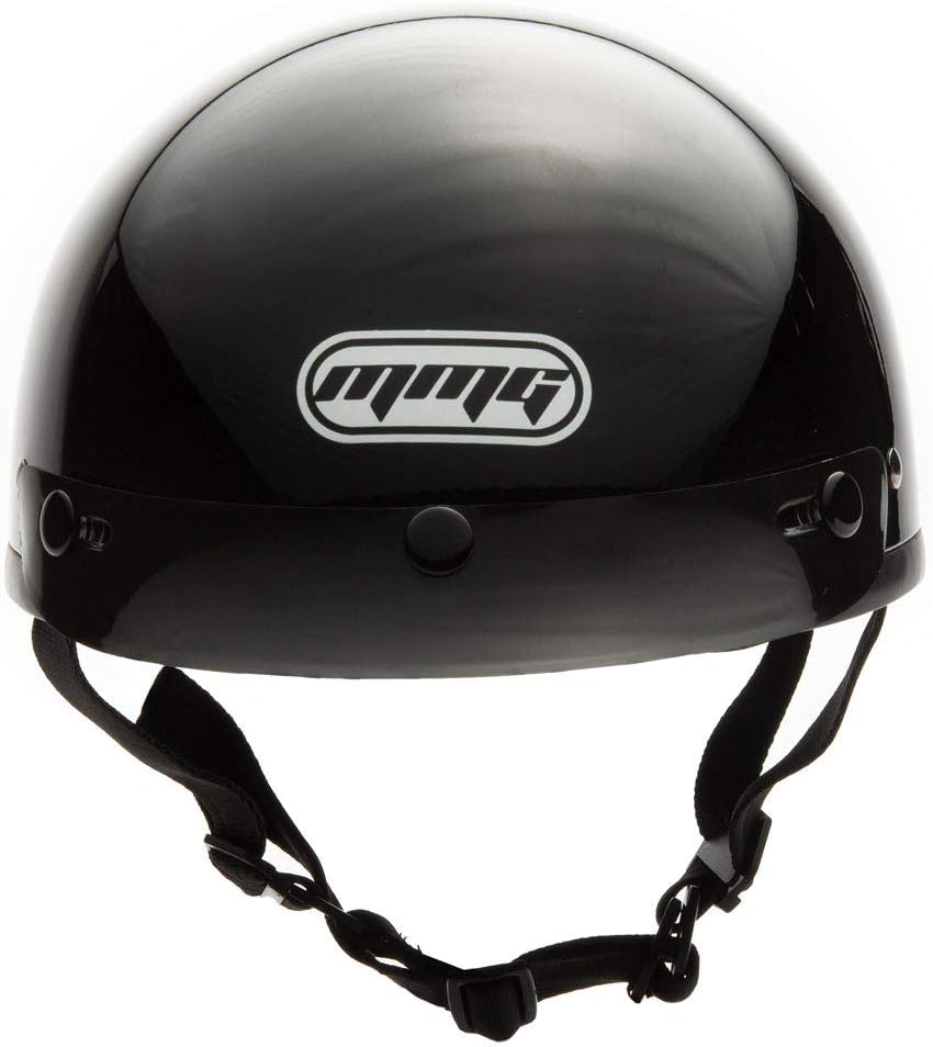MMG Adult Half Shell Helmet, Motorcycle/Scooter/Moped, Matte Gray, Medium | Lightweight Polycarbonate/ABS half shell, goggles included. Padded washable liner, double D-ring strap. DOT FMVSS-218.