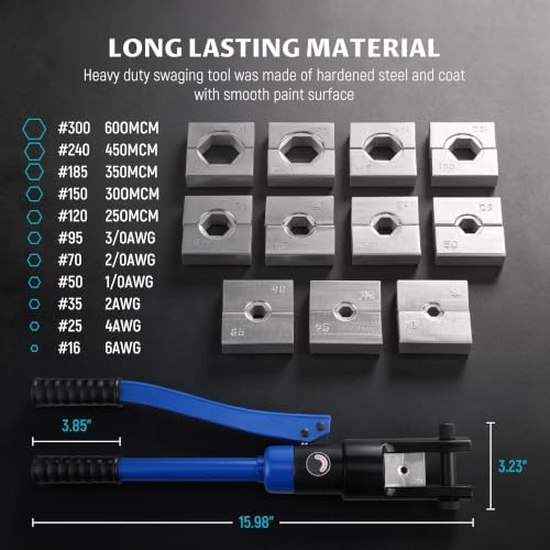 Lichamp 19 Packs Hydraulic Cable Lug Tool with 4 AWG to 600 MCM