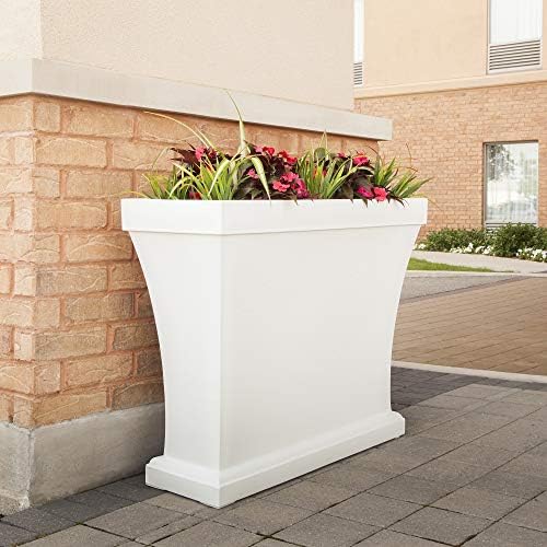 Mayne Bordeaux 40in Rectangular Trough Planter, Black | All season, Indoor/Outdoor, Double-wall design, Fade resistant, 15-year warranty