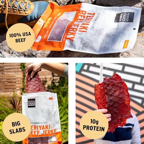 People's Choice Big Slab Beef Jerky - Whole Muscle - Hot & Spicy, 19.2 oz | Thin Sliced Slabs, 9 g Protein Per Serving, Low Sodium Recipe, 15 Count Pieces, Preservative Free, 365 Day Shelf Life