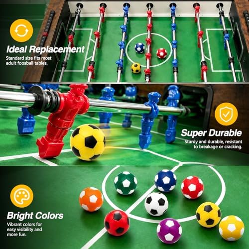 OuMuaMua Foosball Table Soccer Balls for Tabletop Game | 9pcs, 1.42inch, multicolor, accessory replacements, for soccer game day, family gathering