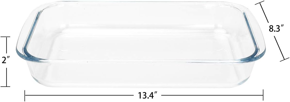 FOYO Basics Tempered Glass Baking Dish, 1.6 Quart Clear Oblong Dish Set, Casserole Dish Cooking Oven Bake