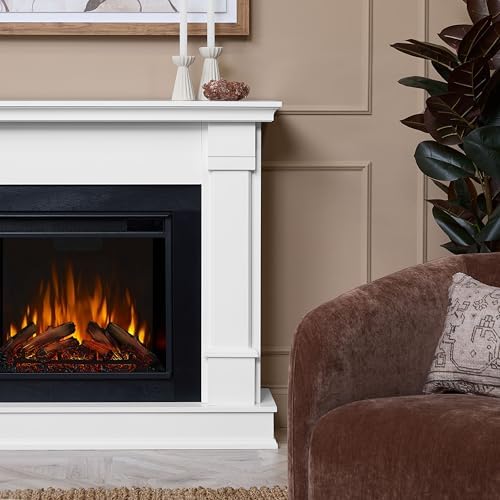 Real Flame Silverton 48” Electric Fireplace with Mantel for Living Room or Bedroom, Replaceable Fireplace Insert Heater