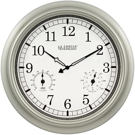 La Crosse Technology WT-3181PL-Q Quartz Time Analog Indoor/Outdoor Wall Clock, 18"