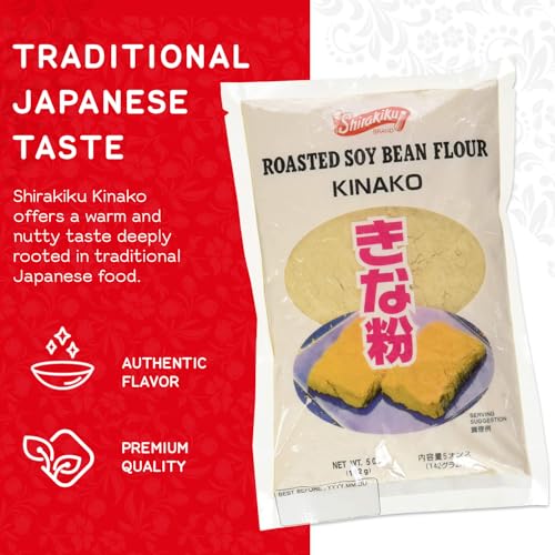 Shirakiku Kinako Japanese Roasted Soybean Flour - Additive-free Soybean Flour, Superfine Texture, Ideal for Baking & Cooking, 5 OZ (Pack of 1)