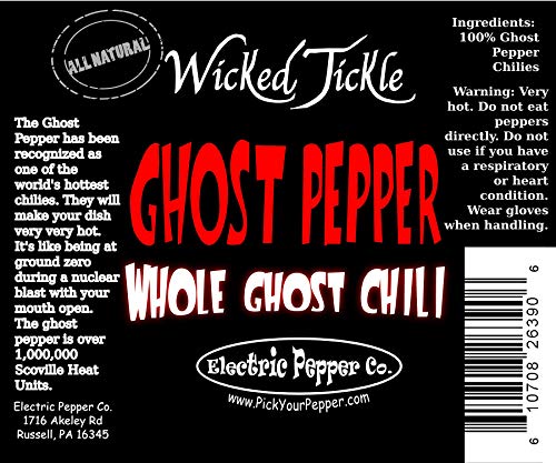 Wicked Tickle 10 Whole Ghost Pepper Dried Intact Seed Pods Plus 2 Free, Super Hot