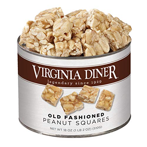 Virginia Diner Old-Fashioned Peanut Squares Candy, Virginia Peanuts -18oz Tin