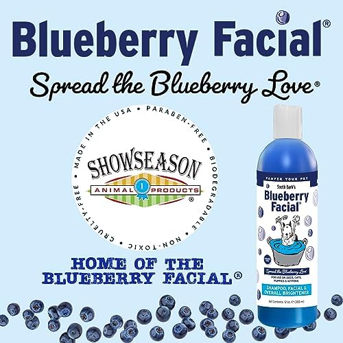 South Bark's Blueberry Facial® Pet Shampoo 12 oz. | Brightener & Tear Stain Remover | Long-Lasting Odor Eliminator | Cruelty-Free | Paraben-Free | Made in The USA
