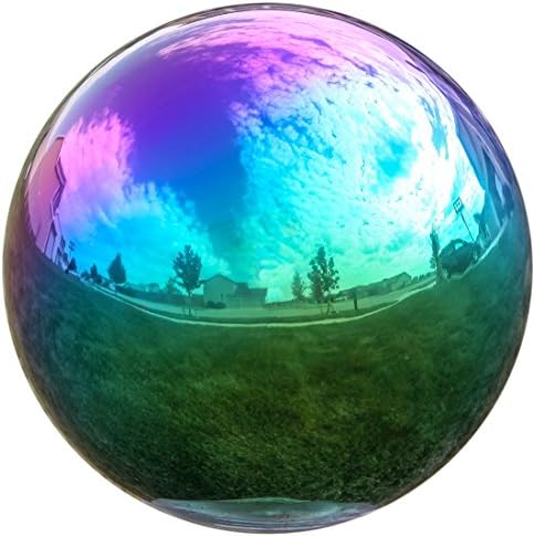 Lily's Home 12 Inch Stainless Steel Gazing Globe Mirror Ball, Colorful and Shiny Addition to Any Garden or Home, Ideal As a Housewarming Gift, Silver
