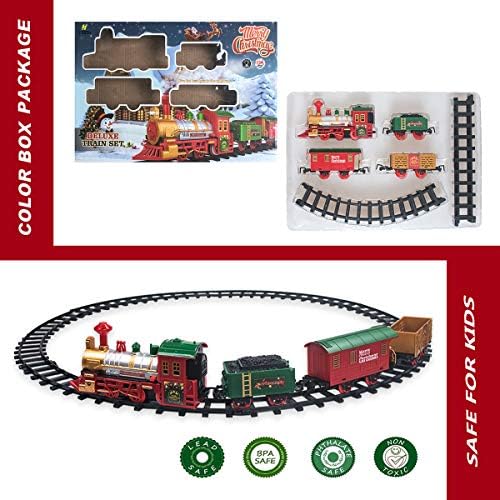 Classic Christmas Train Set with Lights and Sounds Railway Tracks Sets Battery Operated Train Toy Models with 11.5 Ft Tracks Playset for Under The