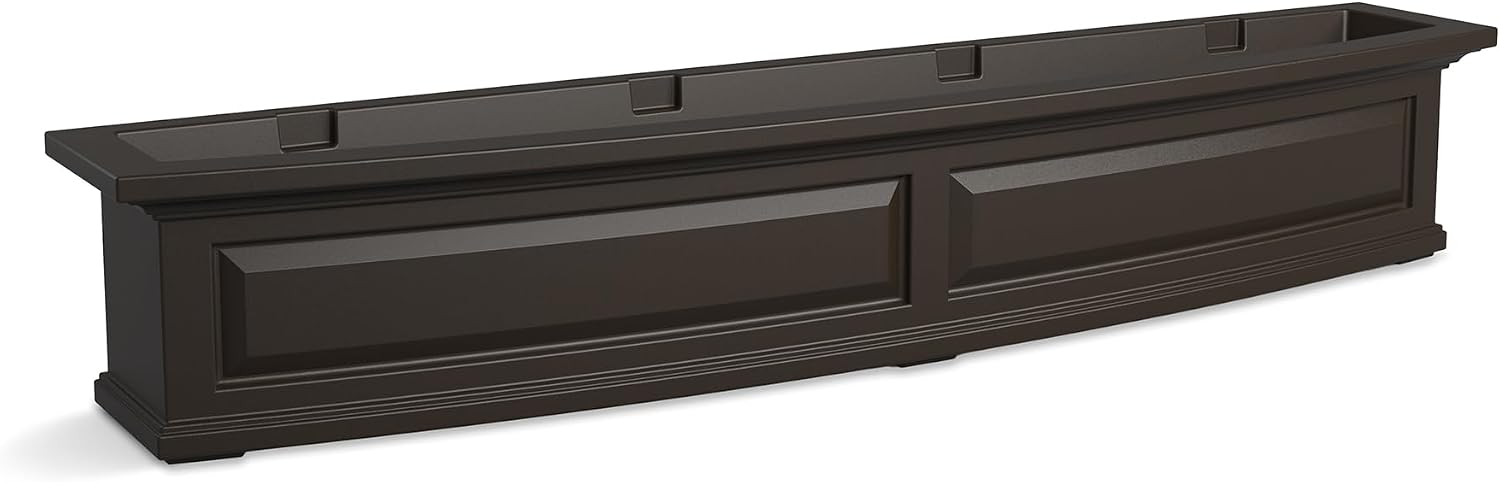 Mayne Nantucket 36in Self-Watering Rectangular Window Box Planter, White | Self-watering, All season, Fade resistant, Mounting brackets included, Built-in overflow, 15-year warranty