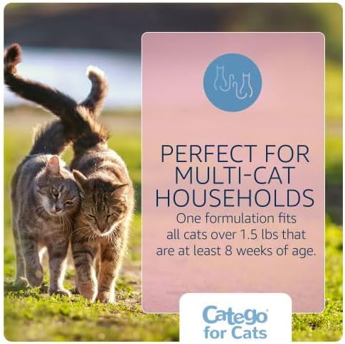 Catego Flea and Tick Prevention for Cats - Over 1.5 lbs, 3 Month Supply | No Prescription Required, Cat Flea Treatment Topical Drops, Fast Acting Flea & Tick Control Drops, Easy to Apply