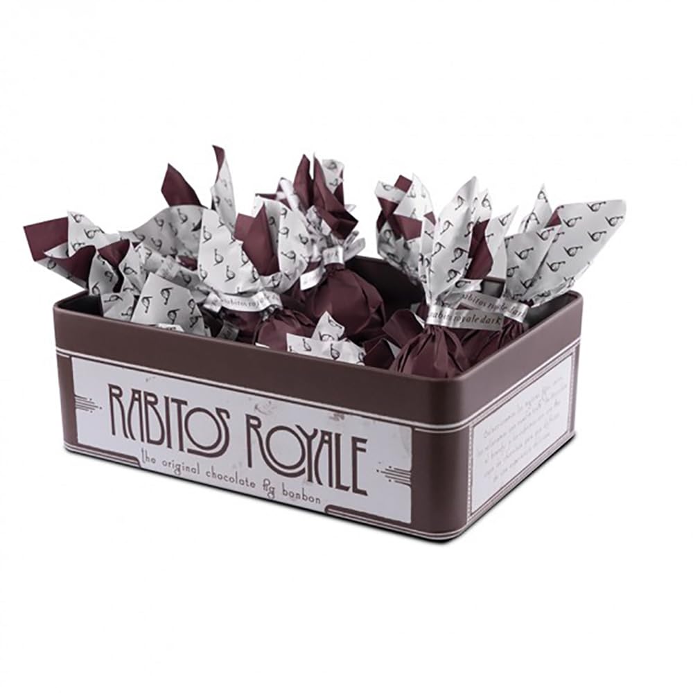 Rabitos Royale - 14 Piece Dark Chocolate Covered Fig Bonbons - 30th Anniversary Vintage Tin Box (248g / 8.75oz)