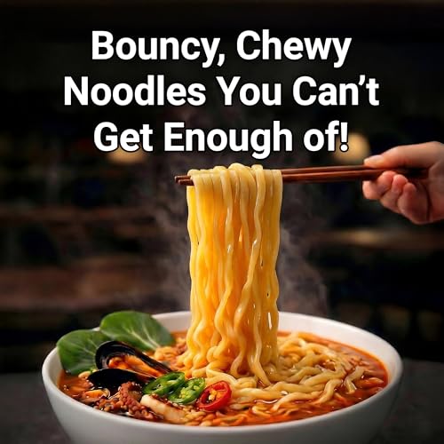 Nongshim Champong Noodle Soup, Smoky Spicy Seafood Korean Ramen, 4 Pack | Spicy seafood instant ramen with cuttlefish, mussel, scallop