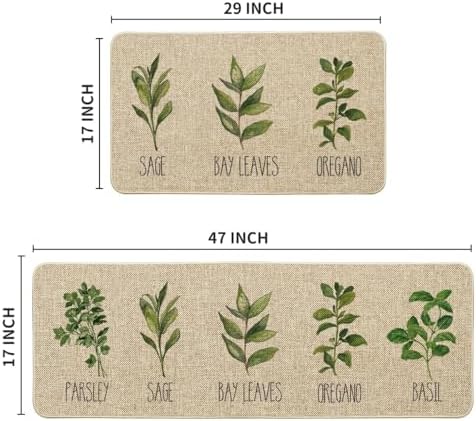Artoid Mode Parsley Sage Oregano Basil Bay Leaves Decorative Kitchen Mats Set of 2
