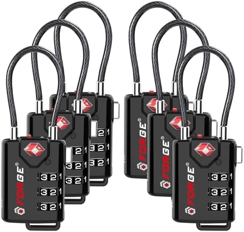 TSA Approved Cable Luggage Locks, Re-settable Combination with Alloy Body