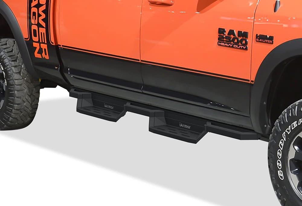 APS Stainless Steel Pocket Steps Running Boards Side Bars Compatible with Ram 1500 2009-2018 Crew Cab & Ram 2500 3500 2010-2026