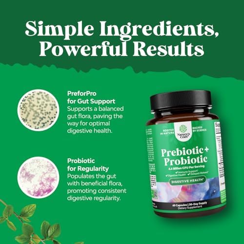 Prebiotics and Probiotics Gut Health Supplement-Super Potent Digestive Health Acidophilus Probiotic Capsules with Men & Womens Probiotics &
