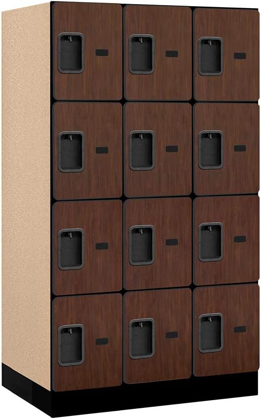 Salsbury Industries Four Tier Designer Wood Locker, Mahogany, 6' 3" x 18"