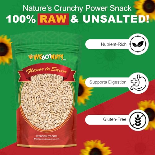 Raw Sunflower Seed Kernels by We Got Nuts - Premium Quality Kosher Shelled Sunflower Seeds - Natural & Healthy Fitness & Diet-Friendly Snack- Raw