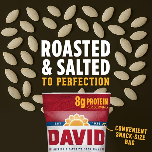 DAVID Roasted and Salted All Natural Pumpkin Seeds, 2.25oz.