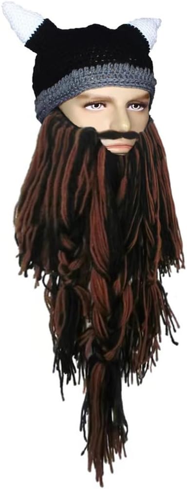 Creative Barbarian Knit Beard Hat Funny Knit Cap Wig Beanie Hats