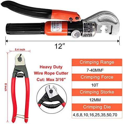 CKE Upgraded Hydraulic Crimping Tool/Hydraulic Crimper for 1/8" 5/32" 3/16" Stainless Steel Cable Railing Fittings Hardware