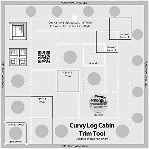 Bundle of Curvy Log Cabin Trim Tool 8in Finished Blocks and Cut Loose Press Carousel Curvy Log Cabin Quilt Pattern