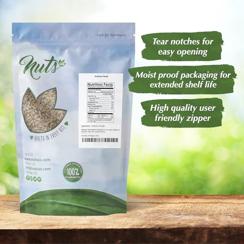NUTS U.S. - Sunflower Kernels | Raw | A Rich Source of Protein | USA Grown and Packed in Resealable Bags!!! (1 LB)