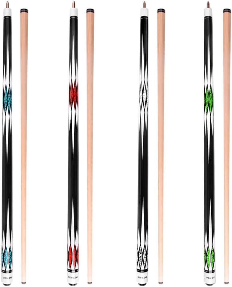 Pool Cue Stick - 58 inch Maple Billiard Pool Stick (Multicolour) | Imitation Turquoise Design, 18-21oz Weight Options, 13mm Leather Tip, For Beginner & Intermediate Player