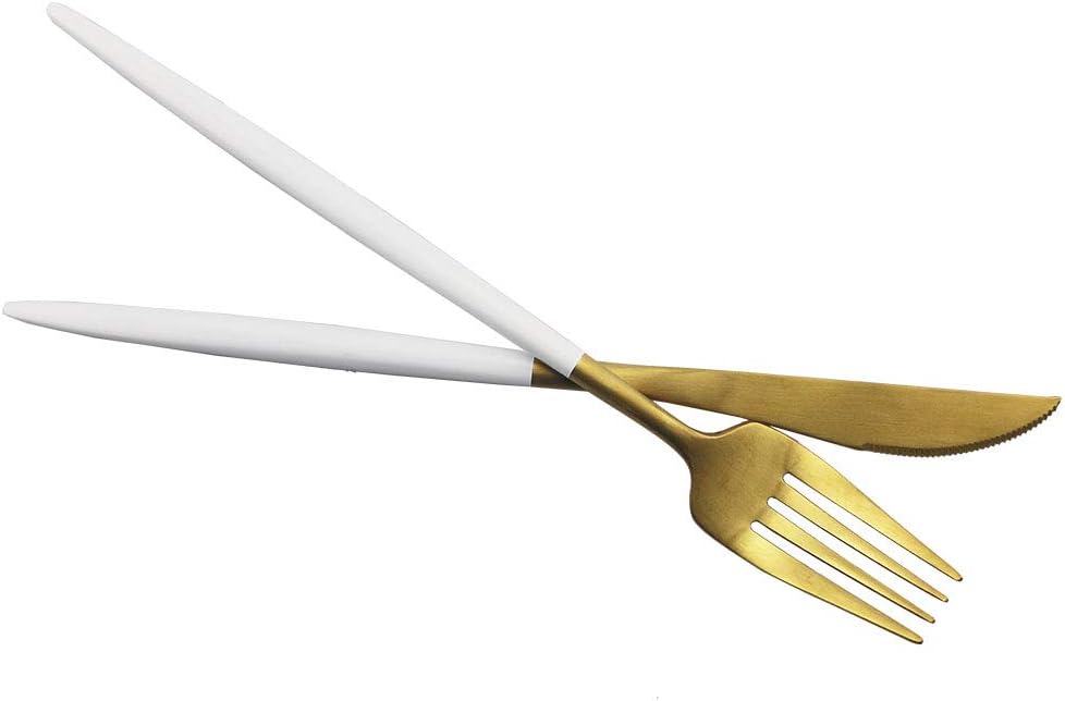 JASHII Luxury 18/10 Rainbow Flatware Set - 304 Stainless Steel Colorful Cutlery - 5-Piece Adaline Royal Modern Satin Finish for Birthday