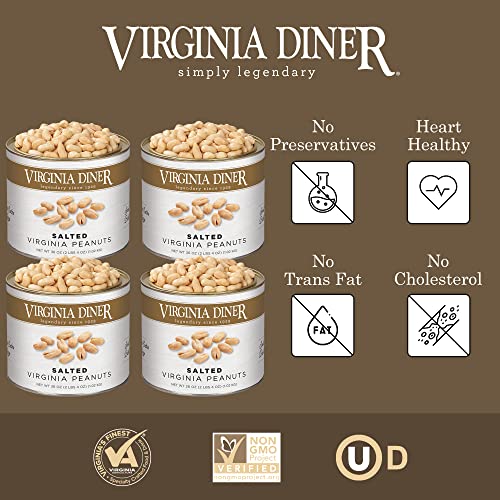Virginia Diner Salted Virginia Peanuts - XL Gourmet Peanuts Non-GMO, Preservative Free Gifts from Virginia Since 1929-18 Oz Can