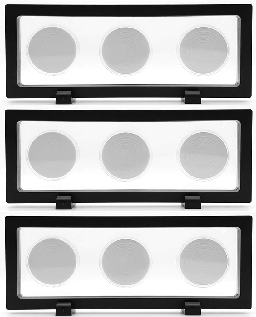 Skelang 3D Floating Display Case with 9 Coin Capsules, 9"×3.54"×0.75" Display Stand Holder Suspension Frame for AA Medallion, Antique Challenge Coin