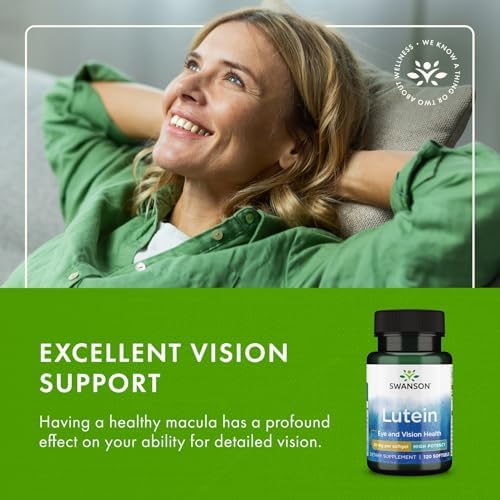 Swanson Lutein Eye Health Supplement, 20 mg, 120 Softgels | Sourced from Marigold Flowers, Promotes a Healthy Retina and Macula and Helps Fight Eye Fatigue and Eye Strain