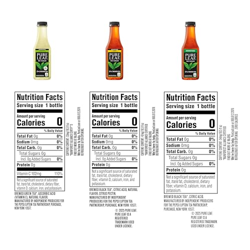 Pure Leaf Iced Tea, Unsweetened Green Tea, 18.5 fl Oz Bottles (Pack of 12)